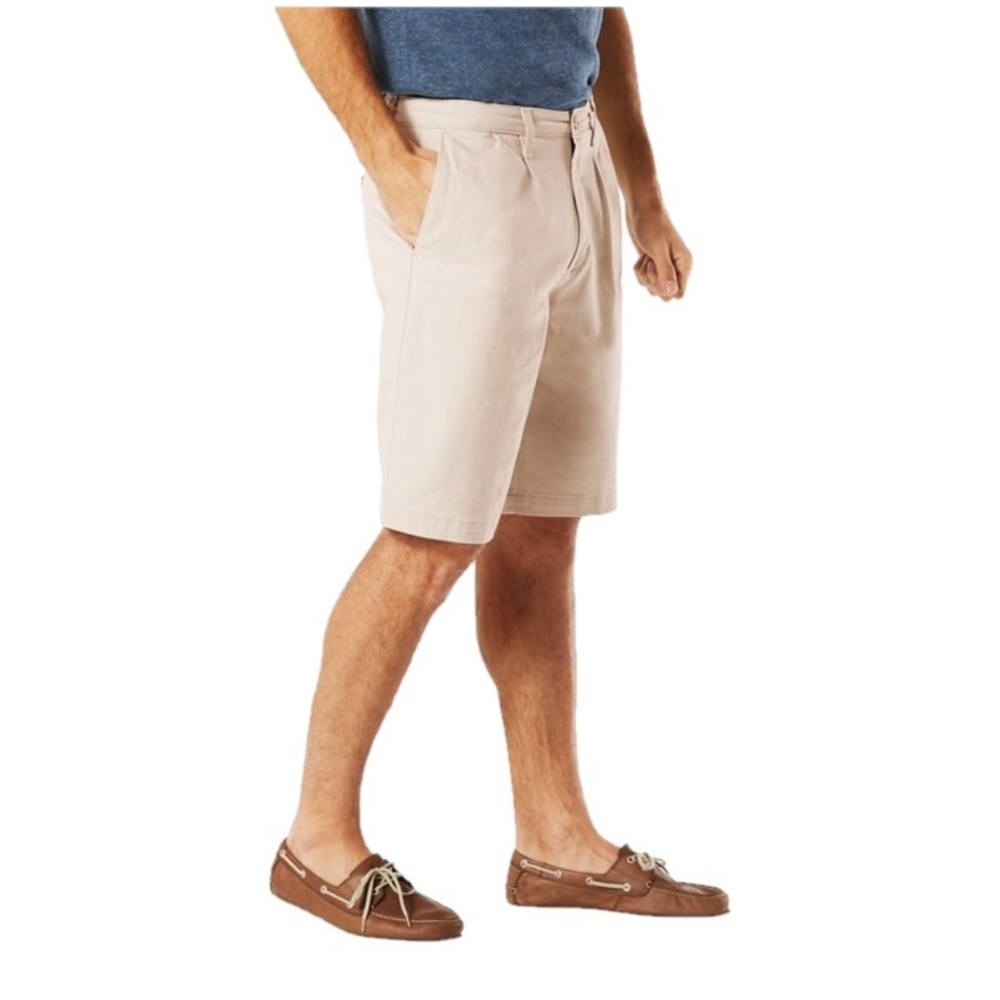 Nwt Dockers Big & Tall Perfect Shorts Pleated Twill Chino Beige Mens Size 60